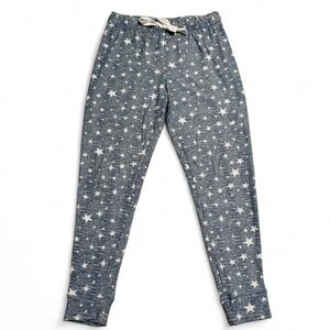 Jaclyn Intimates Star Print Drawstring Pajama Pants Blue Knit Size M Women